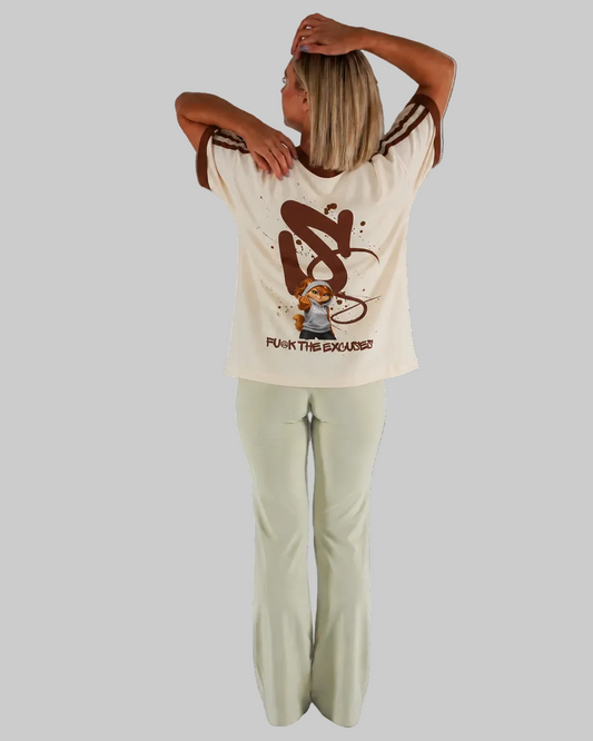 Oversized Tee - Cream & Chocolate
