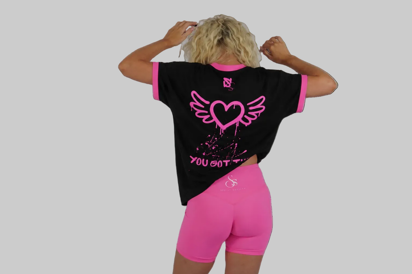 Black & Pink Oversized Tee