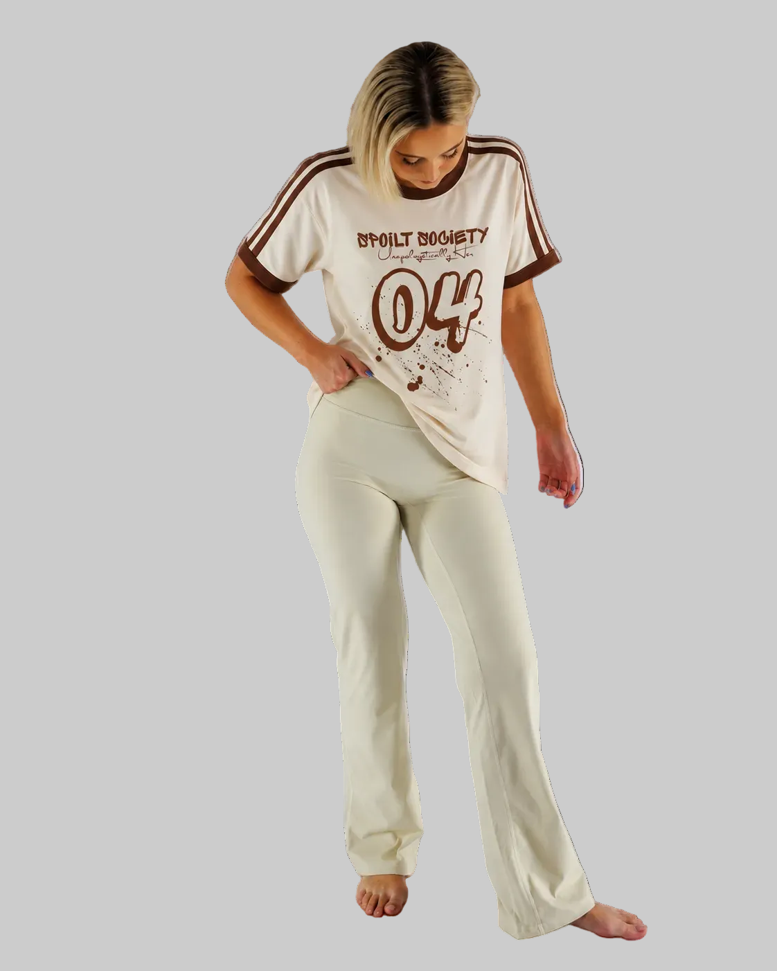 Oversized Tee - Cream & Chocolate